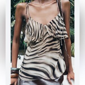 ZARA ANIMAL PRINT ZEBRA ZW COLLECTION TOP FLOWY